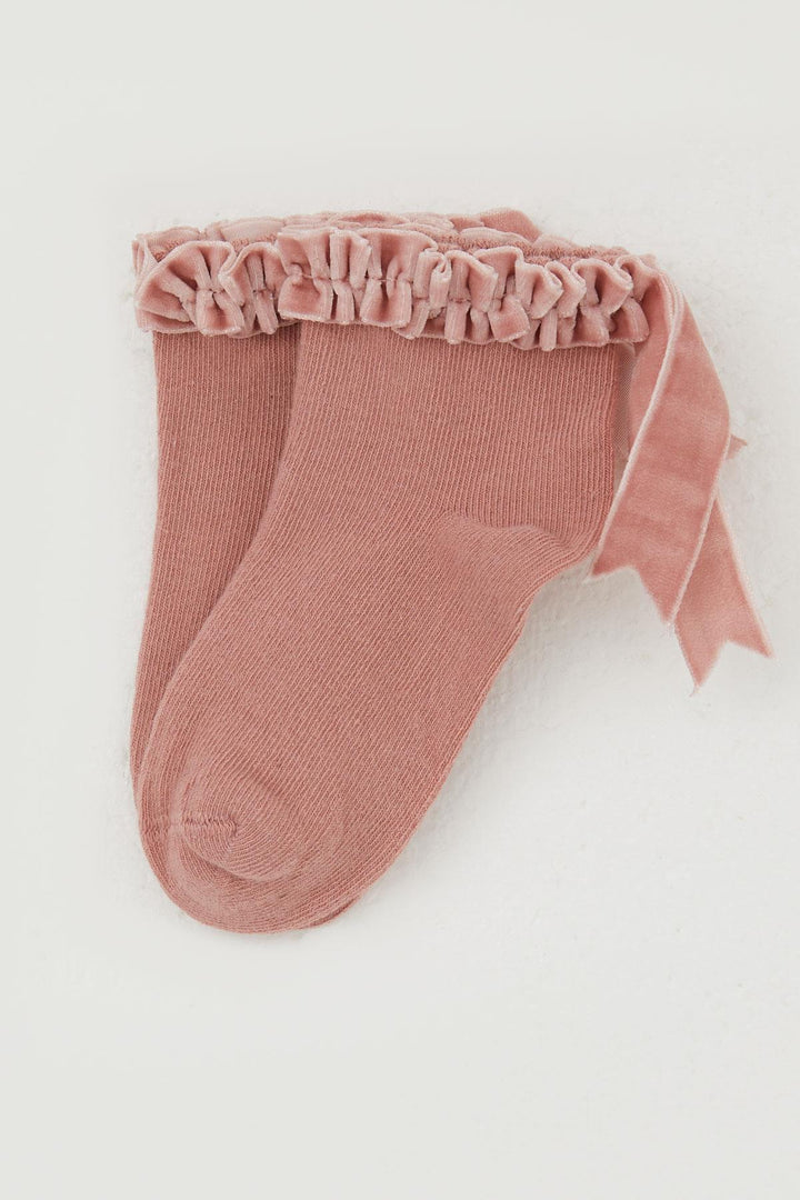 BRE Katamino Girl Child Socks with Frilly Detail on Ankle Part, 12 Years, Rose Pink - Acambay