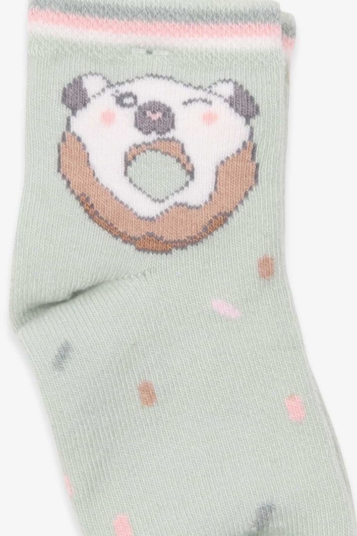 BRE Katamino Girl Child Socks with Donut Pattern, 1-2-90 Years, Mint Green - Wyoming