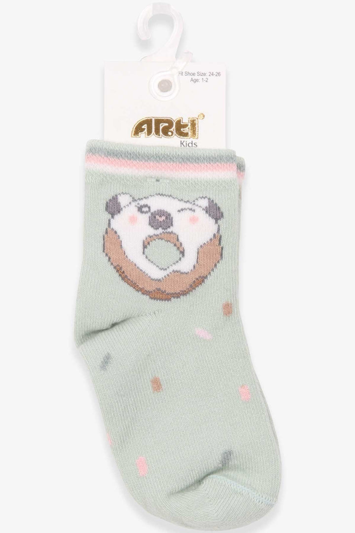 BRE Katamino Girl Child Socks with Donut Pattern, 1-2-90 Years, Mint Green - Wyoming
