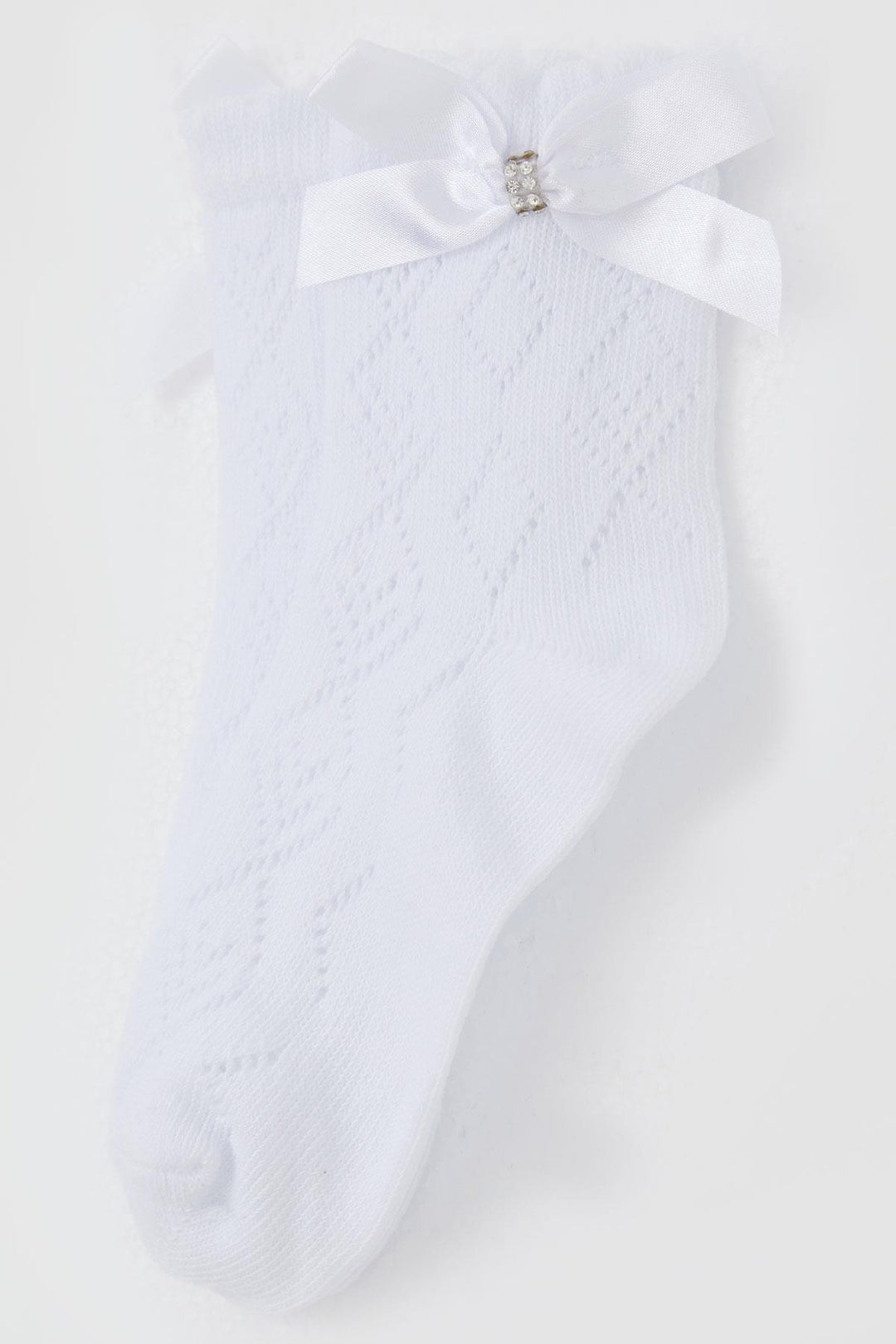 BRE Katamino Girl Child Socks with Detailed Mesh, 50 Years, White - Swindon