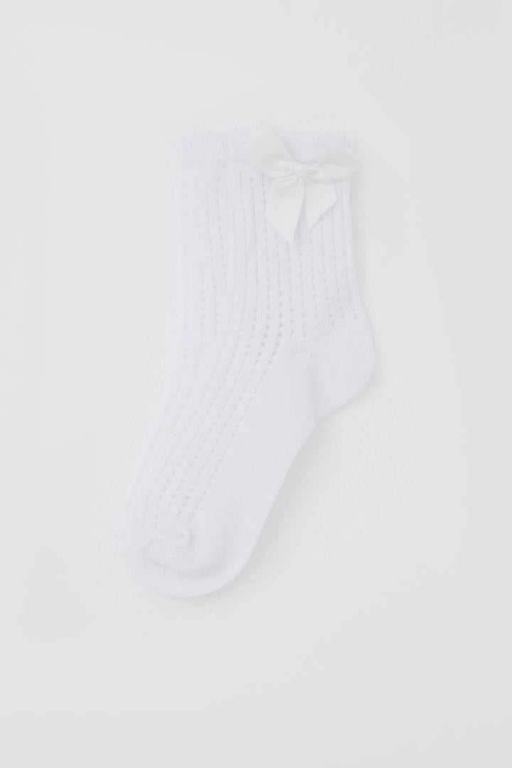 BRE Katamino Girl Child Socks with Detailed Mesh 70 Years, White - Solingen