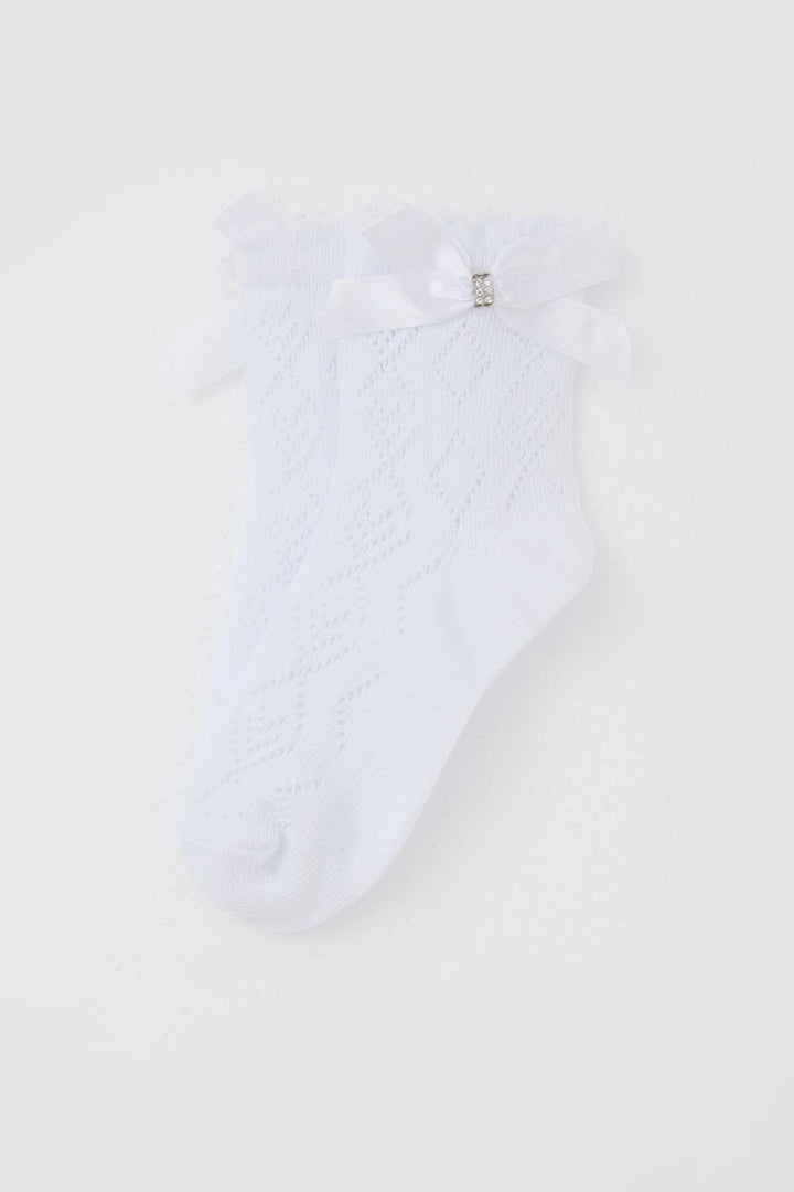 BRE Katamino Girl Child Socks with Detailed Mesh, 50 Years, White - Swindon