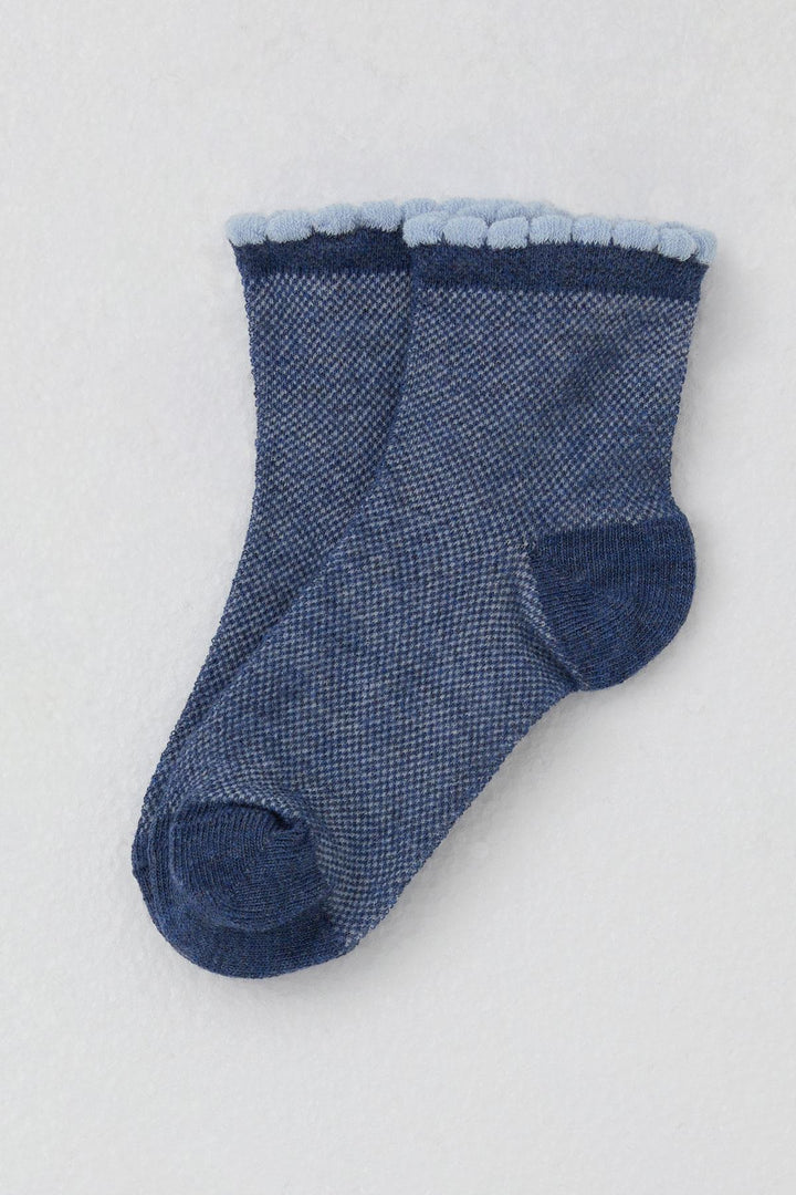BRE Katamino Girl Child Socks with Self-Patterned Design, 1-6 Years, Dark Blue - Coyotepec