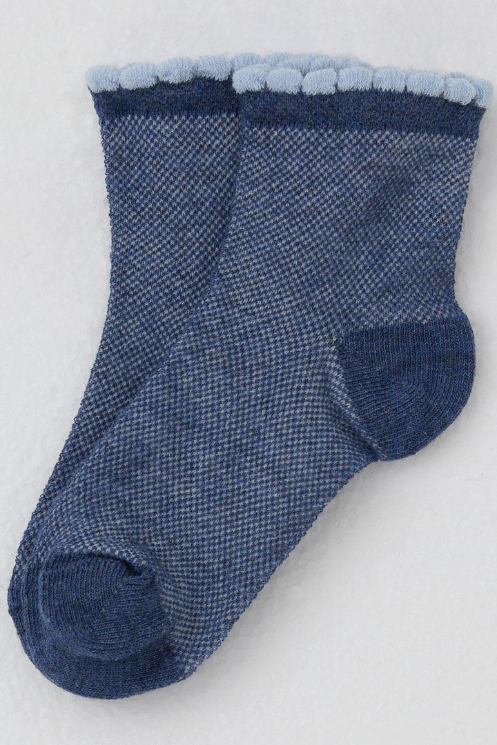 BRE Katamino Girl Child Socks with Self-Patterned Design, 1-6 Years, Dark Blue - Coyotepec