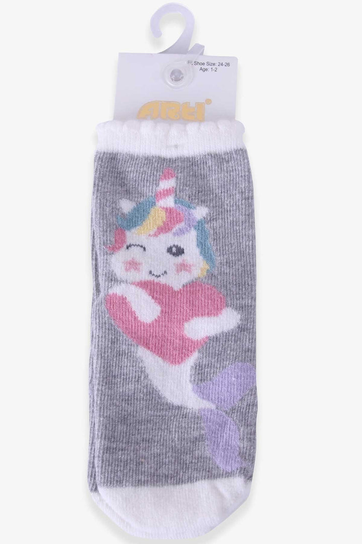 BRE Katamino Girl Child Socks with Summer Figures, 1-2-7-8 Years, Gray - Parkland