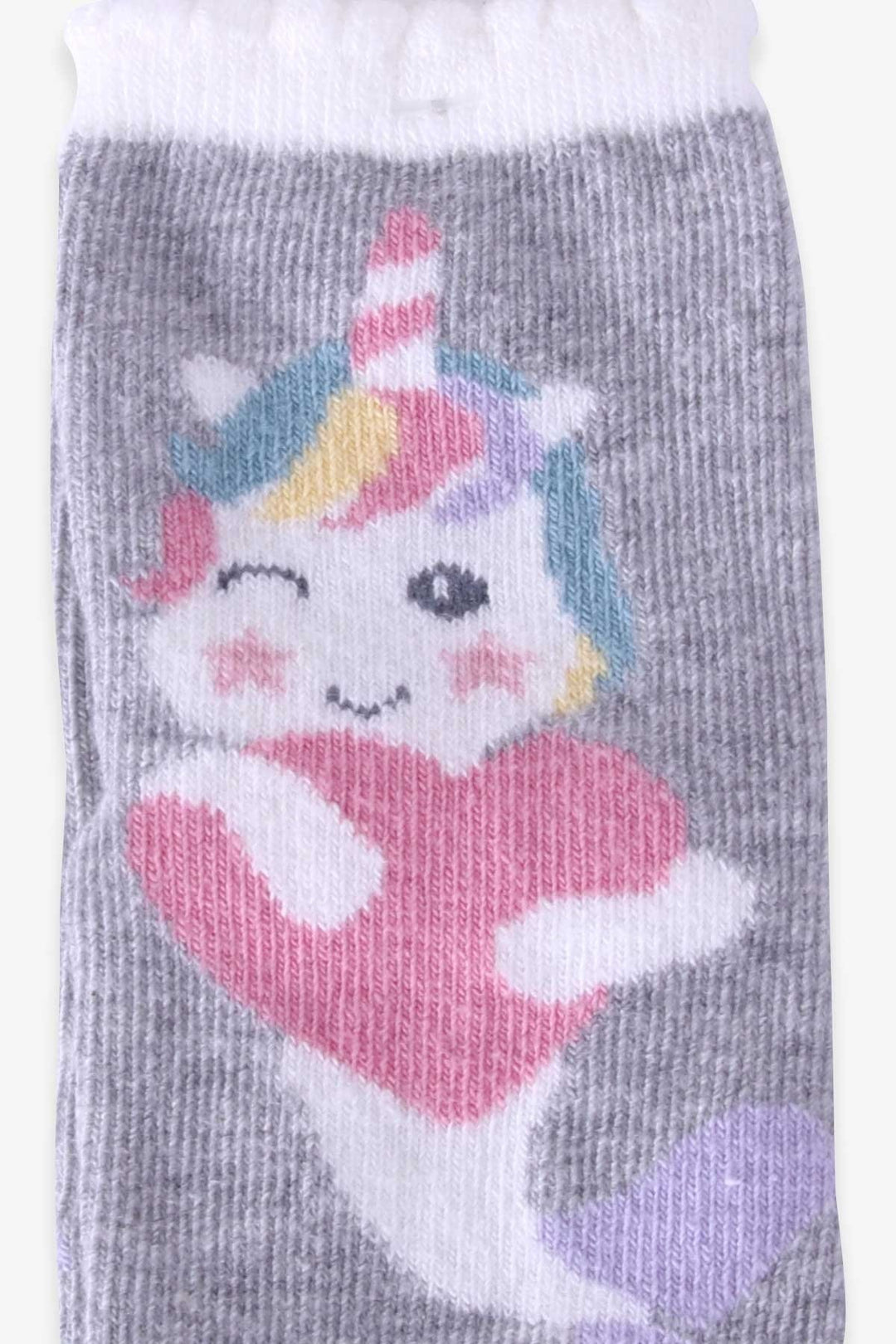 BRE Katamino Girl Child Socks with Summer Figures, 1-2-7-8 Years, Gray - Parkland