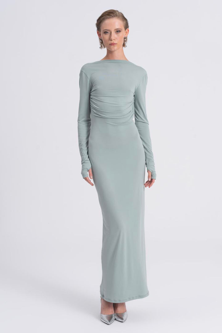 BSL Women Boat Neck Low Back Maxi Dress - Langen