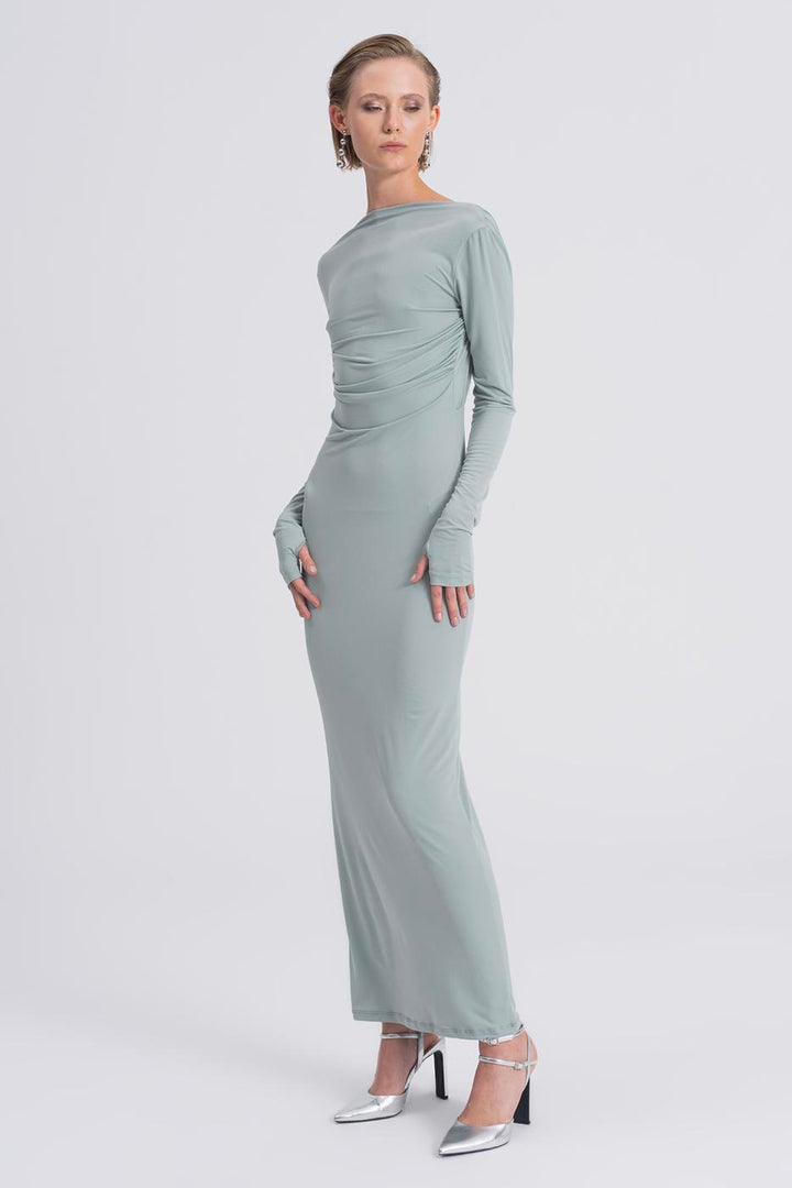 BSL Women Boat Neck Low Back Maxi Dress - Langen