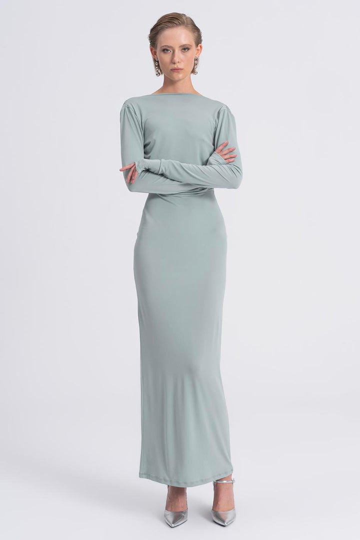 BSL Women Boat Neck Low Back Maxi Dress - Langen
