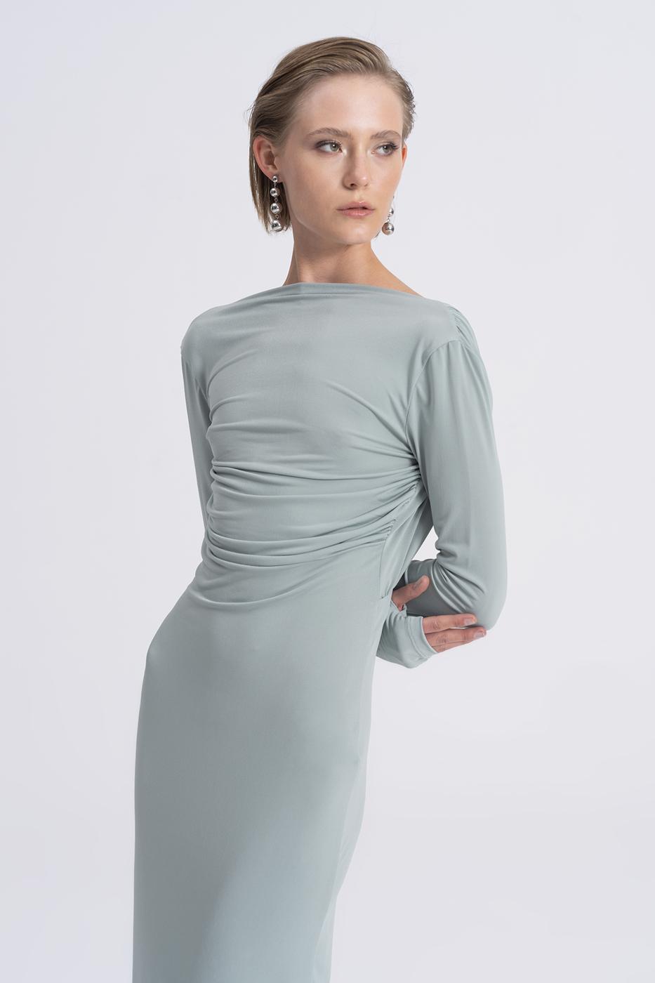 BSL Women Boat Neck Low Back Maxi Dress - Langen