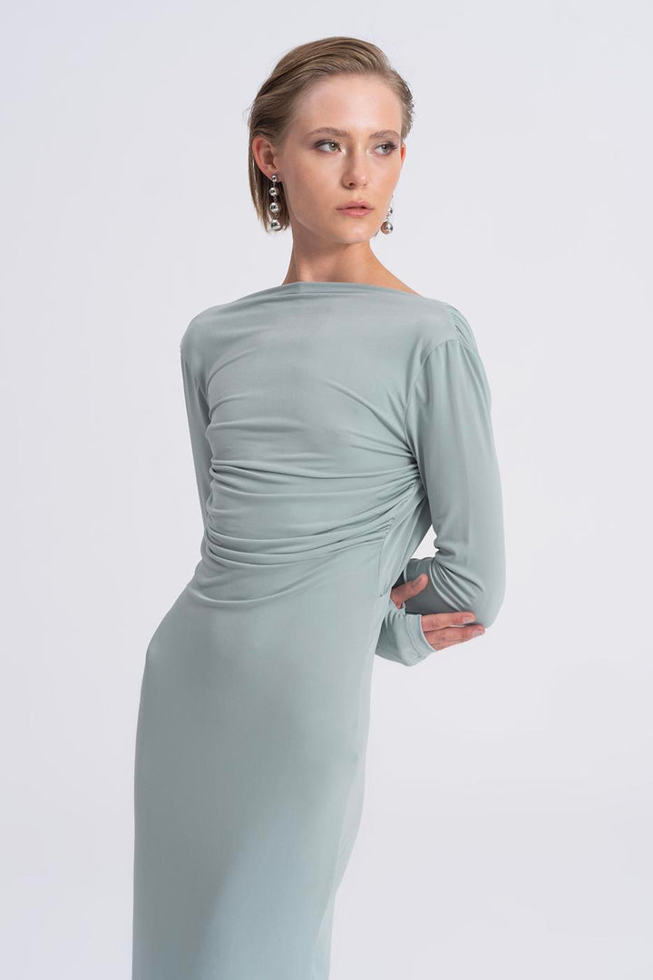 BSL Women Boat Neck Low Back Maxi Dress - Langen