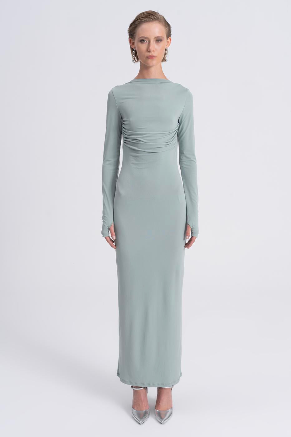 BSL Women Boat Neck Low Back Maxi Dress - Langen
