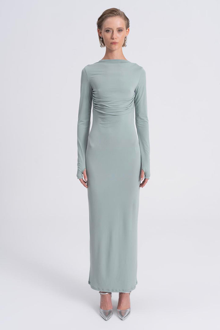 BSL Women Boat Neck Low Back Maxi Dress - Langen
