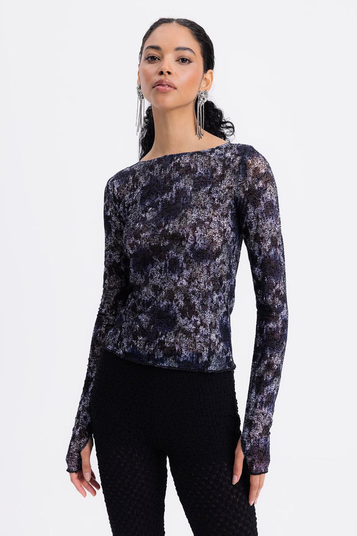 BSL Women Boat Neck Tulle Top - Livermore