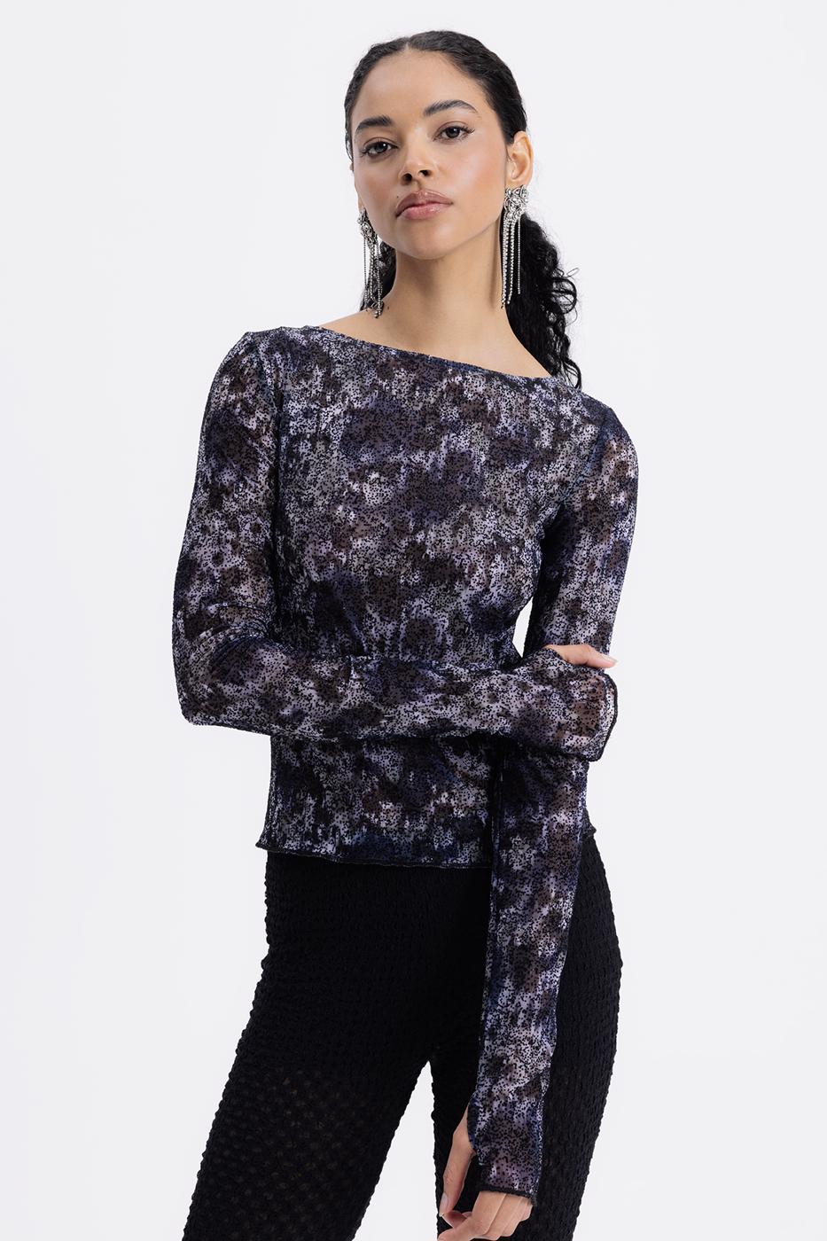 BSL Women Boat Neck Tulle Top - Livermore