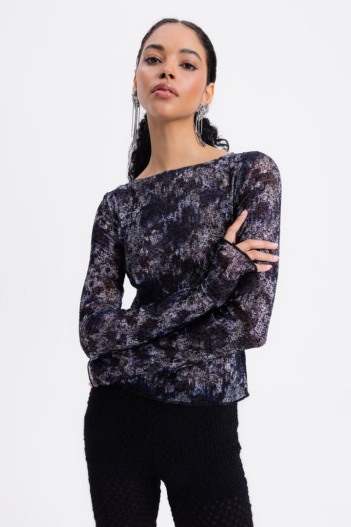 BSL Women Boat Neck Tulle Top - Livermore