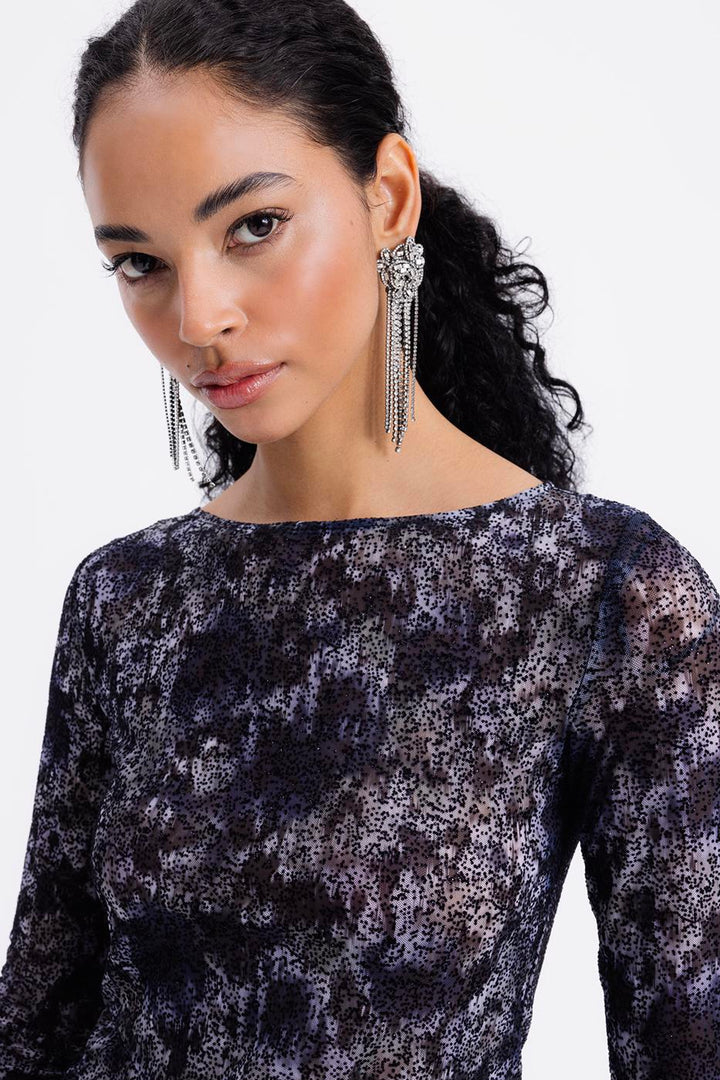 BSL Women Boat Neck Tulle Top - Livermore