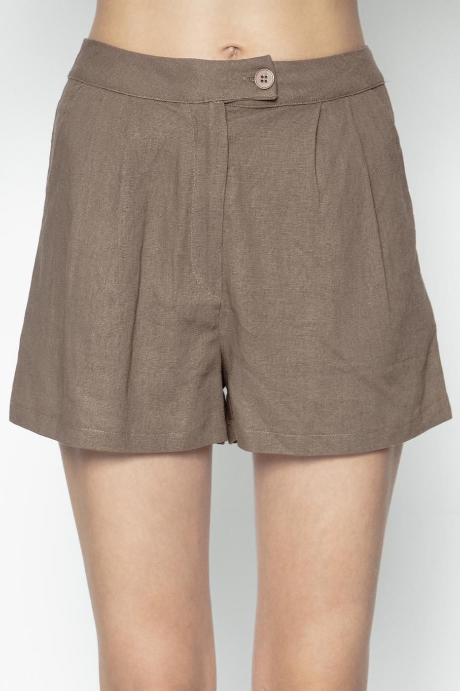 BSL Women Pleated Linen Mini Shorts - Phoenix