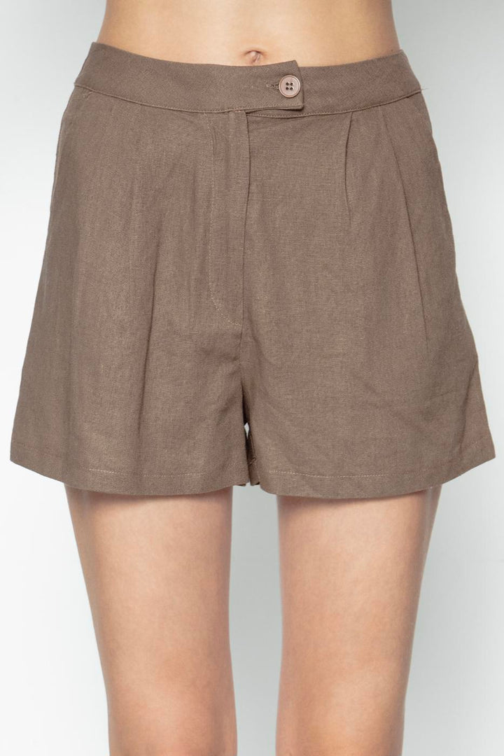 BSL Women Pleated Linen Mini Shorts - Phoenix