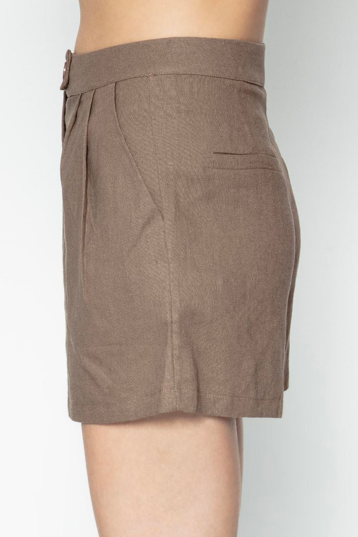 BSL Women Pleated Linen Mini Shorts - Phoenix