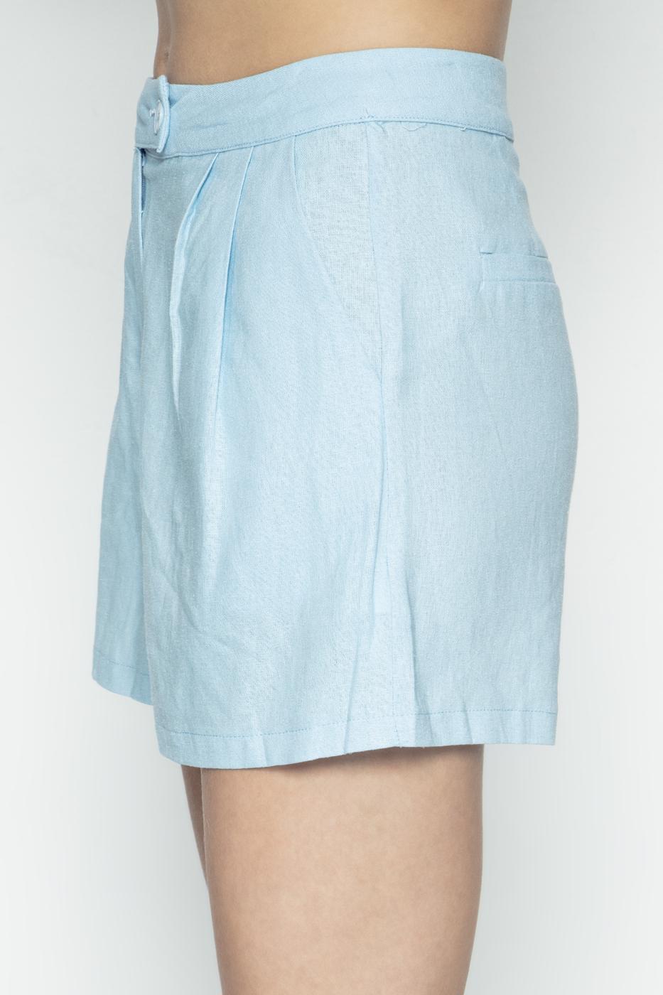 BSL Women Pleated Linen Mini Shorts - Doncaster