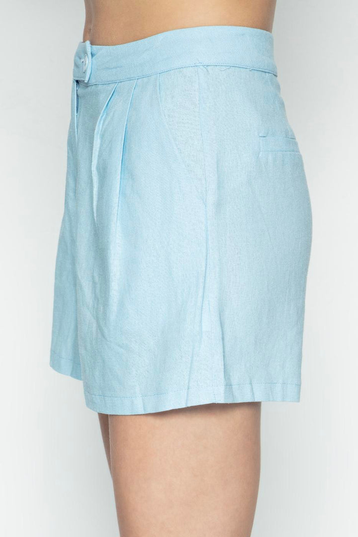BSL Women Pleated Linen Mini Shorts - Doncaster