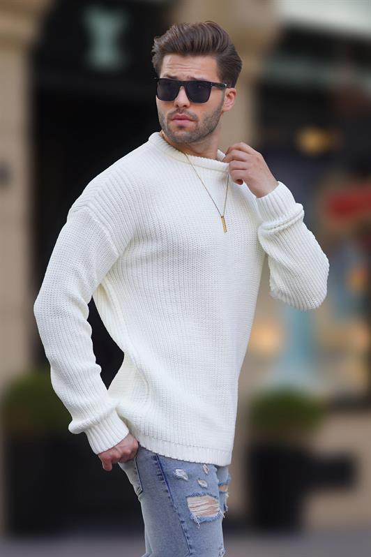 MDX Bone Color Bike Collar Long Sleeve Knit Sweater 7246 - Rochester