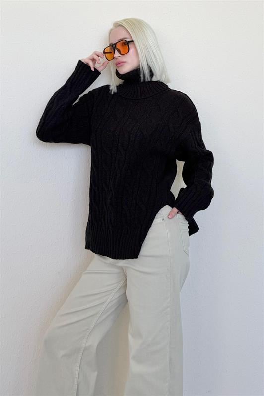 MDX Black Turtleneck Sweater MG2376 - Lousada