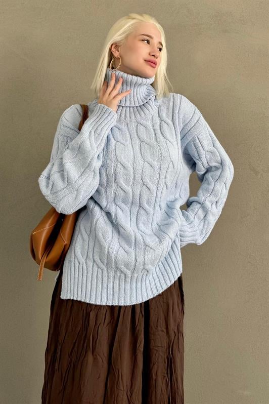 MDX Blue Turtleneck Sweater MG2376 - New Bedford