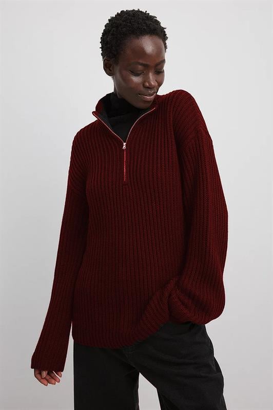 MDX Burgundy Zip Neck Basic Sweater MG1960 - West Allis