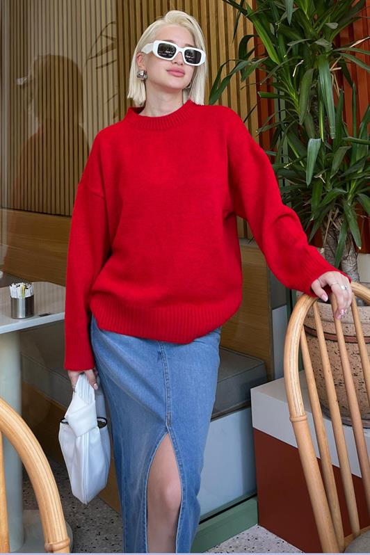 MDX Red Bicycle Collar Oversized Knit Sweater MG1972 - Ourém