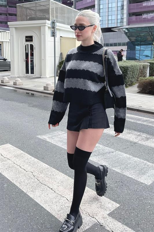 MDX Anthracite Patterned Oversized Sweater MG1205 - Mechanicsville