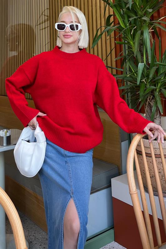 MDX Red Bicycle Collar Oversized Knit Sweater MG1972 - Ourém