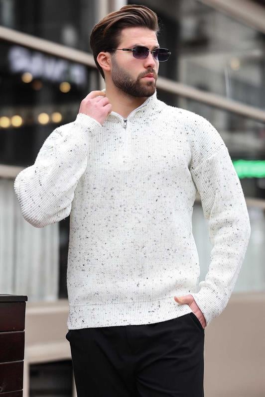 MDX Ecru Zip Neck Men's Sweater E7295 - Ladispoli