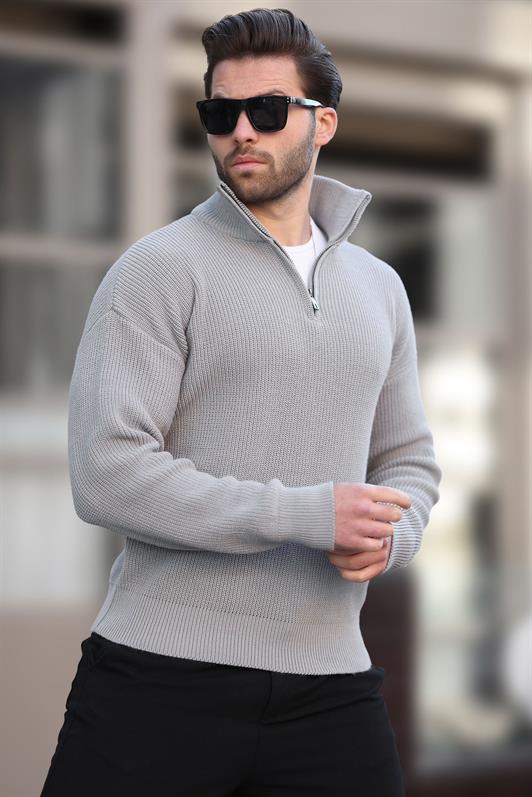 MDX Gray Zip Neck Men's Sweater E7295 - Brandon