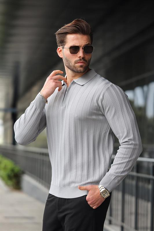 MDX Gray Half-Zip Polo Neck Sweater E7426 - Uzhhorod