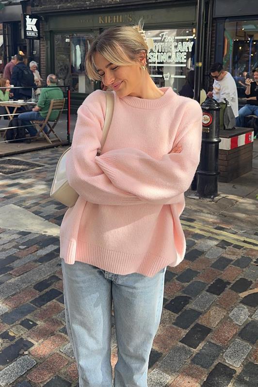 MDX Pink Bicycle Collar Oversized Knit Sweater MG1972 - Lake Stevens