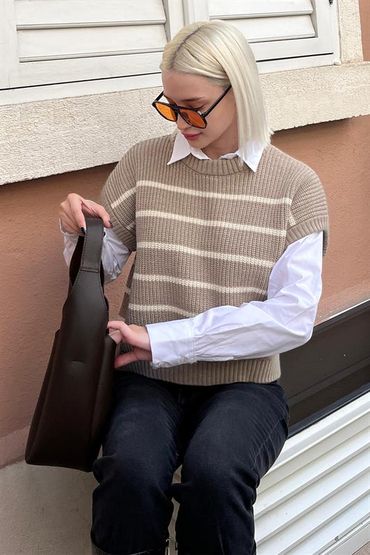 MDX Mink Striped Knit Sweater MG2159 - North Bay
