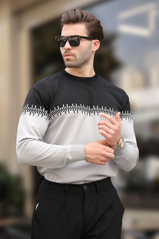 MDX Black Patterned Two-Color Men's Turtleneck Sweater 7276 - Scunthorpe