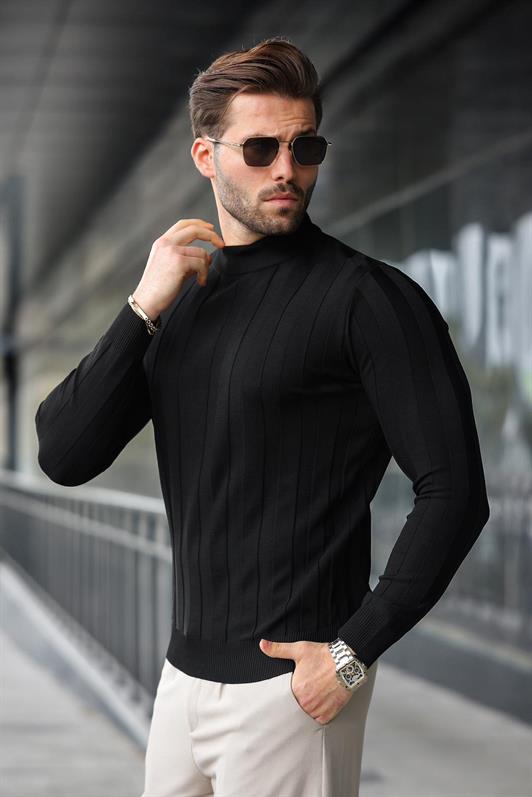 MDX Black Half Fisherman Male Sweater E7423 - Boca Raton