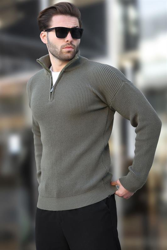 MDX Haki Zip Neck Sweater Men's Sweater E7295 - Hürth