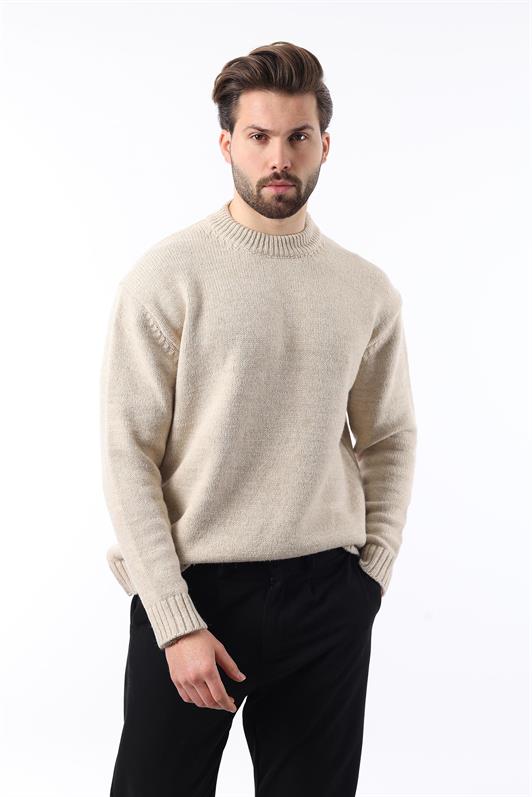 MDX Beige Bicycle Neck Overfit Men's Sweater E7402 - Orangetown