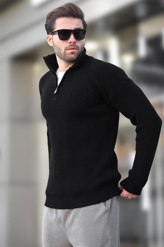 MDX Black Zip Neck Men's Sweater E7295 - Santo Domingo Tehuantepec