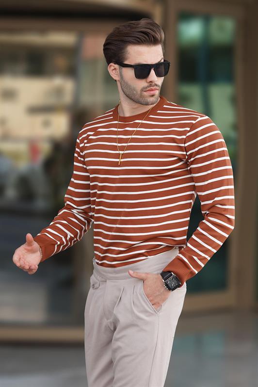 MDX Tile Bicycle Neck Striped Sweater 7241 - Mons