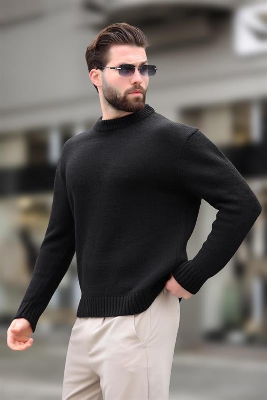 MDX Black Bicycle Collar Overfit Men's Sweater E7402 - Antioch