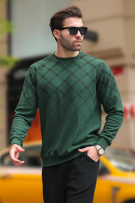 MDX Oil Green Patterned Turtleneck Sweater 6019 - Alvarado