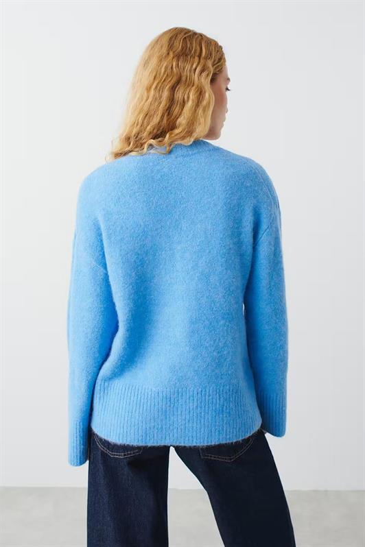 MDX Blue V-Neck Oversized Women's Sweater MG2149 - Albufeira