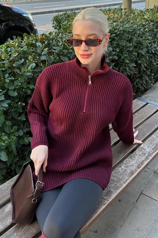 MDX Burgundy Zip Neck Basic Sweater MG1960 - West Allis