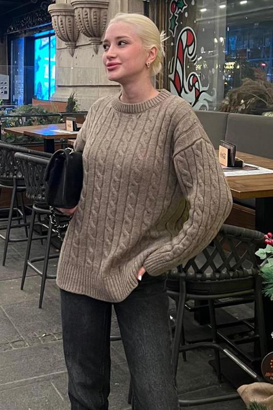 MDX Mink Fisherman Collar Braided Knit Sweater Mg2336 - Ocozocoautla de Espinosa