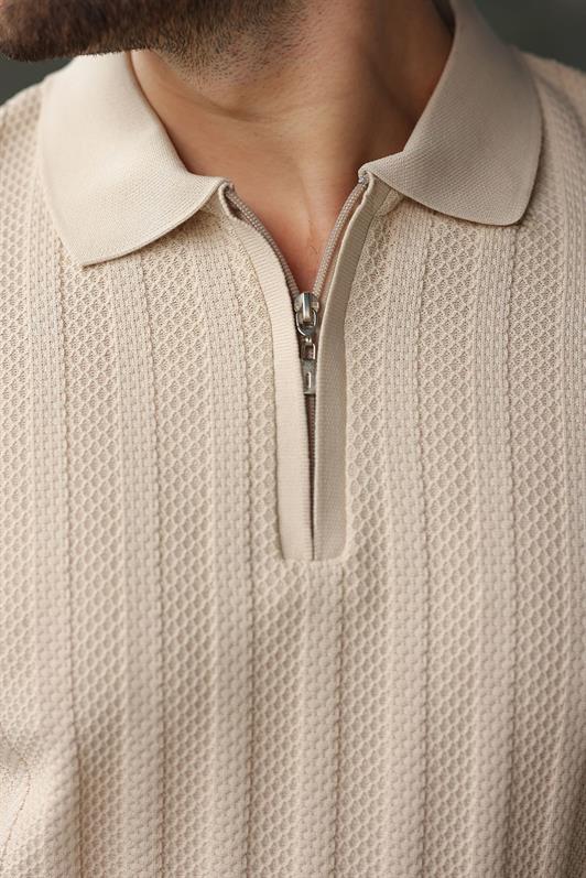 MDX Stone Color Half Zip Polo Neck Sweater E7426 - South Hill